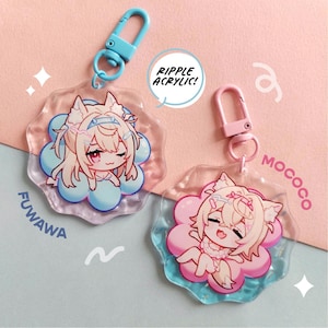 Chaveiros de acrílico Fuwamoco Hololive EN Dupla face