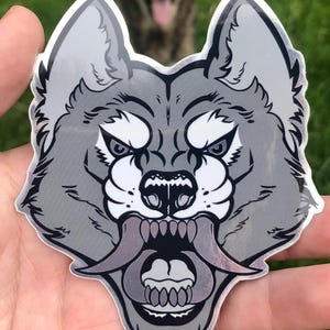 Greyscale Canine Mirror Teeth Vinyl Sticker