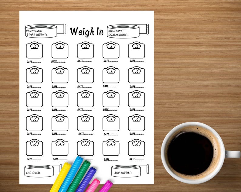 Printable Fitness Tracker: Weigh in Journal, Exercise Log, Health ...