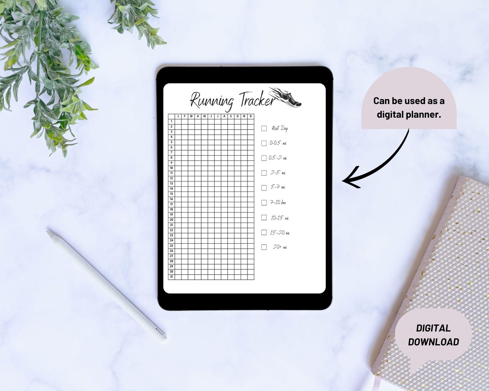 Printable Yearly Running Tracker – Pixel Style in Km, Mi, and Blank ...