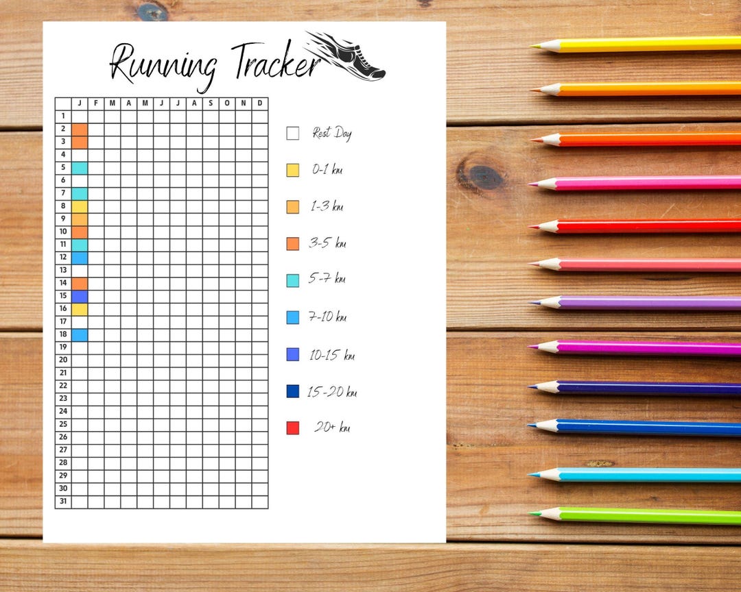 Printable Yearly Running Tracker – Pixel Style in Km, Mi, and Blank ...