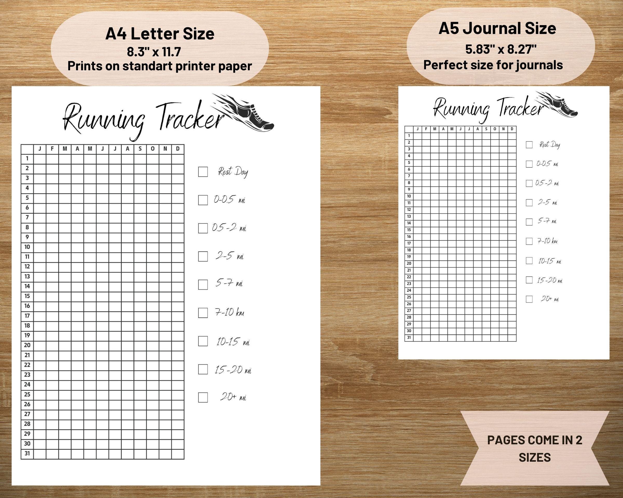 Printable Yearly Running Tracker – Pixel Style in Km, Mi, and Blank ...
