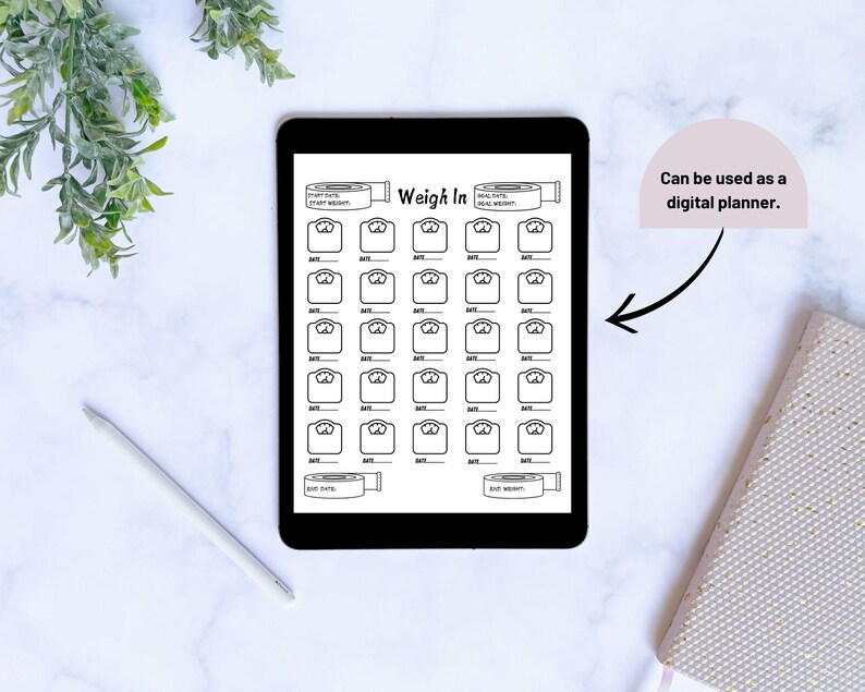 Printable Fitness Tracker: Weigh in Journal, Exercise Log, Health ...