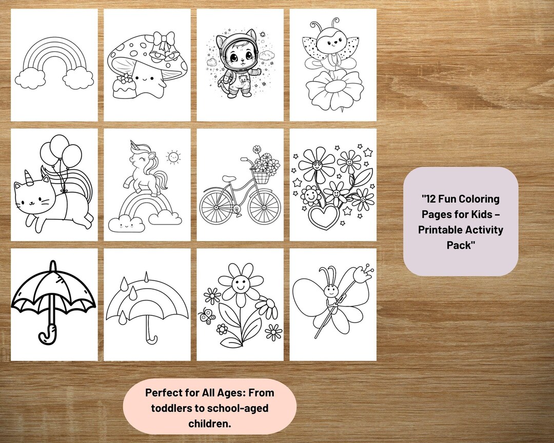 Creative Printable Coloring Pages for Kids: 12 Fun Instant Download ...