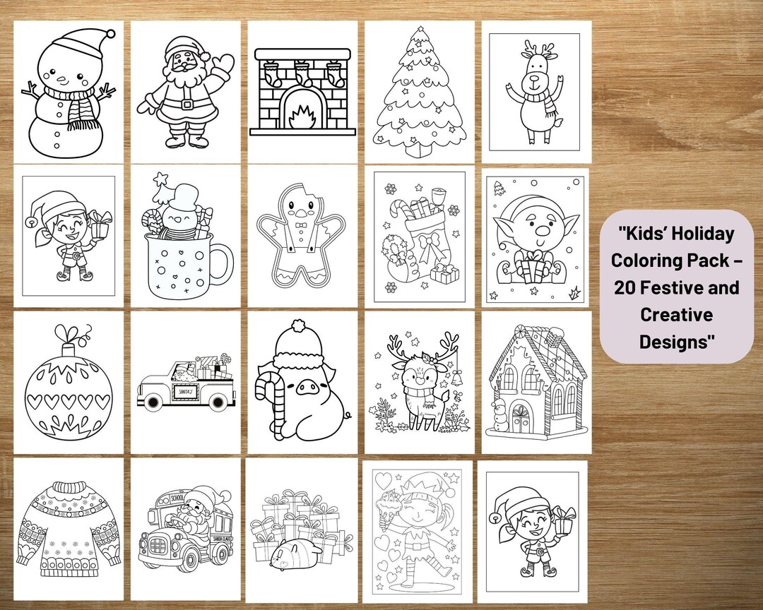 Christmas Coloring Pages for Kids – 20 Festive Designs (digital ...