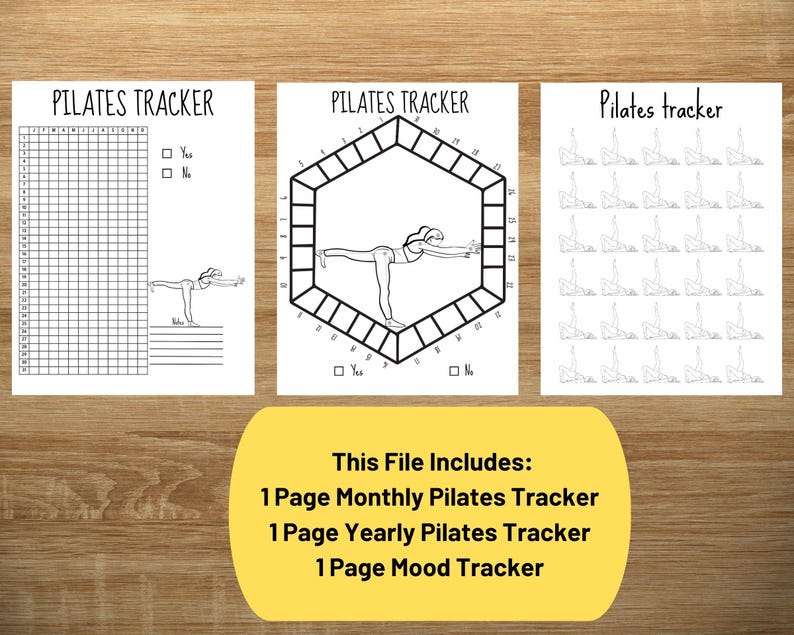 Printable Pilates Tracker Set – Monthly, Yearly, and Mood Tracker - Etsy