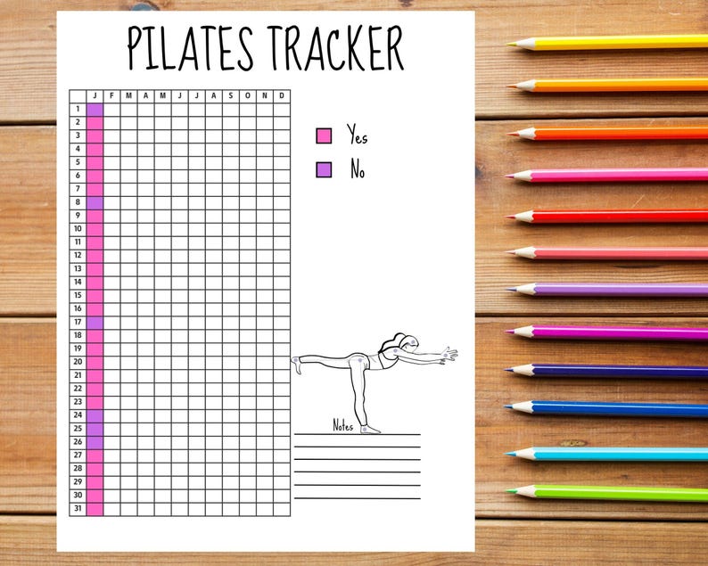 Printable Pilates Tracker Set – Monthly, Yearly, and Mood Tracker - Etsy