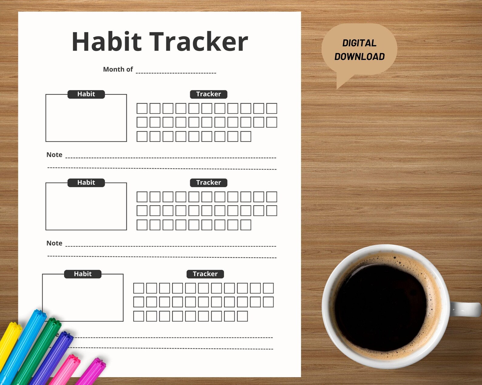 Minimalist Printable Habit Tracker: Build Daily Routines, Achieve Goals ...