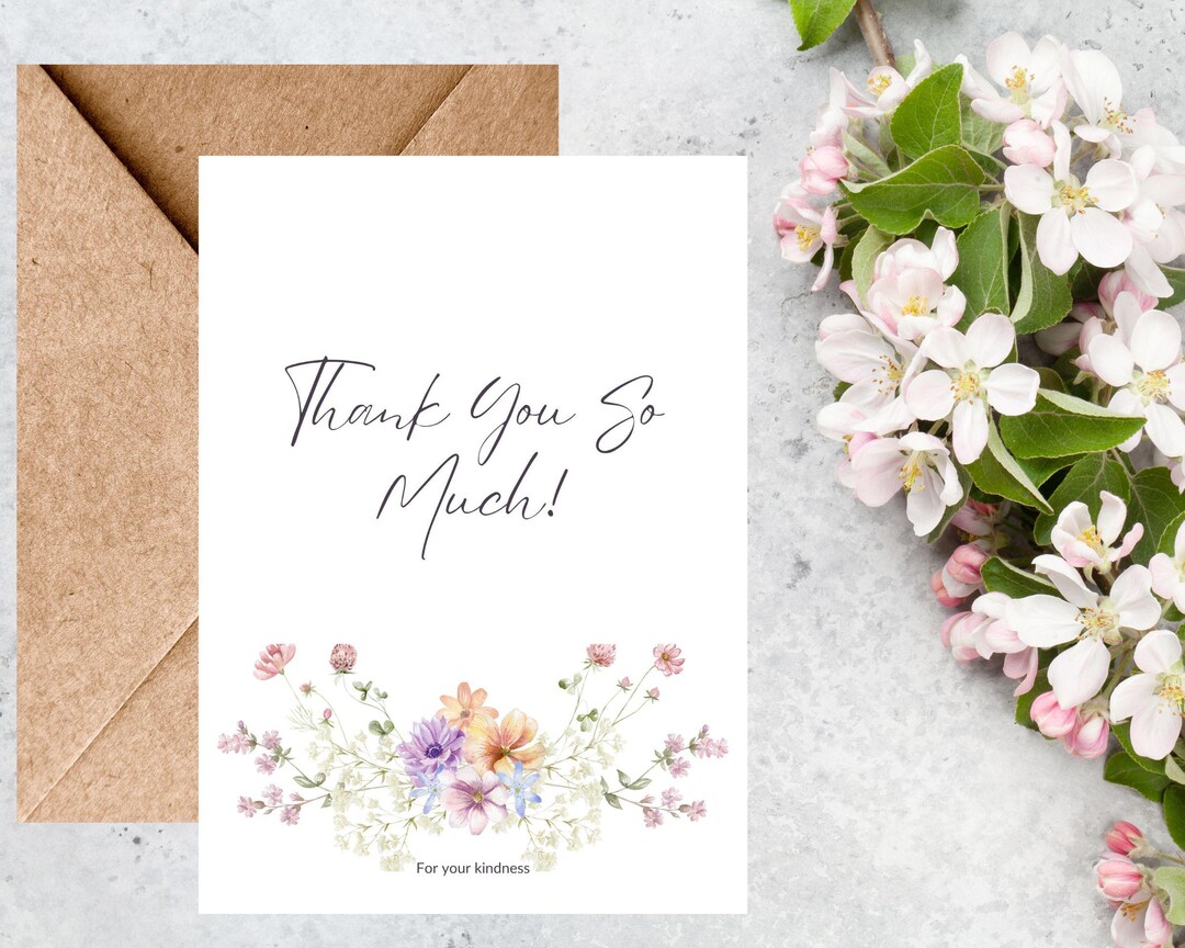 Printable Thank You Card | 5x7" PDF & JPEG | Instant Download - Etsy