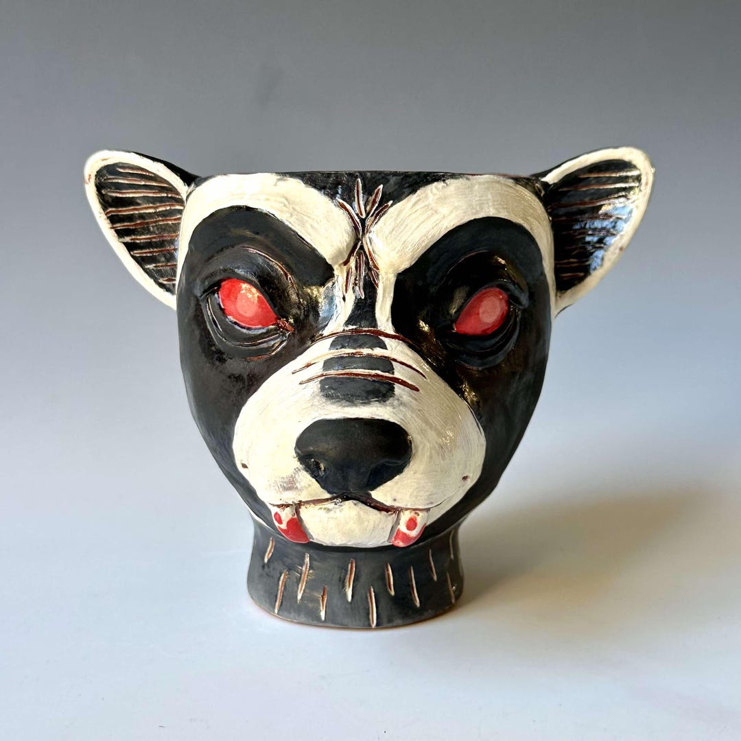 Raccoon Vampire Face Cup - Etsy