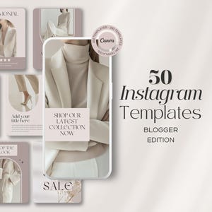 Beige Blogger Templates, Instagram Stories & Posts, Influencer Templates, Canva Templates, Social Media Bundle