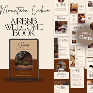 Airbnb Welcome Book Canva Template | 27-Page Editable Cottage Guide | Guest Information Book for Your Cozy Retreat | Rental Guest Book