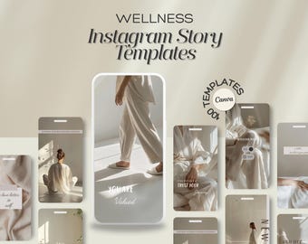 Wellness Stories Canva Template, Yoga Instagram, Mental Health, Instagram Influencer Templates, Mindfulness Coach, Social Media