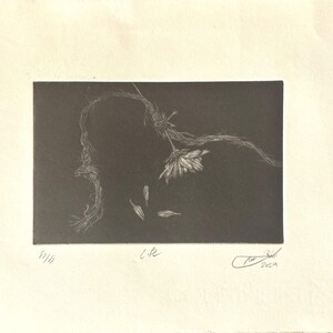 Original mezzotint print,Hand-printed Etching, Aquatint print making,Intaglio print