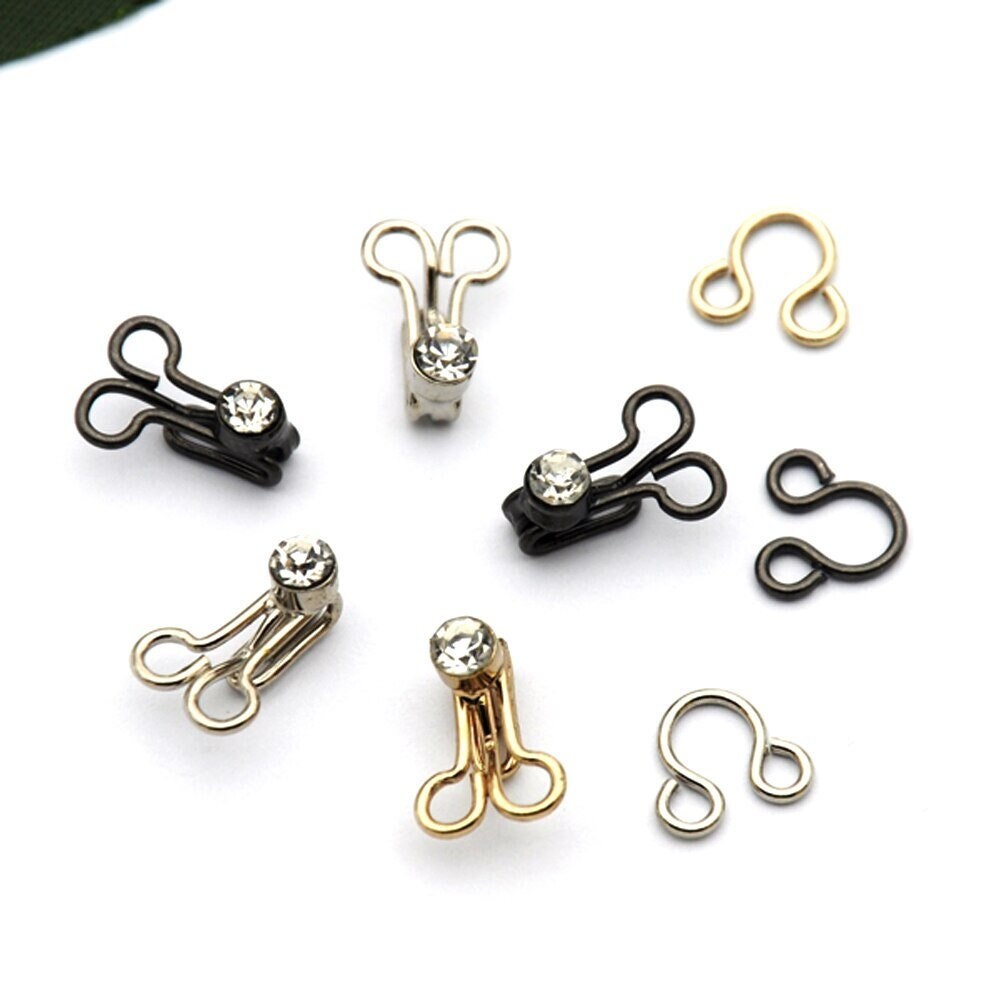 Heavy Duty Silver Metal Hook and Eye Set on Black or White 100