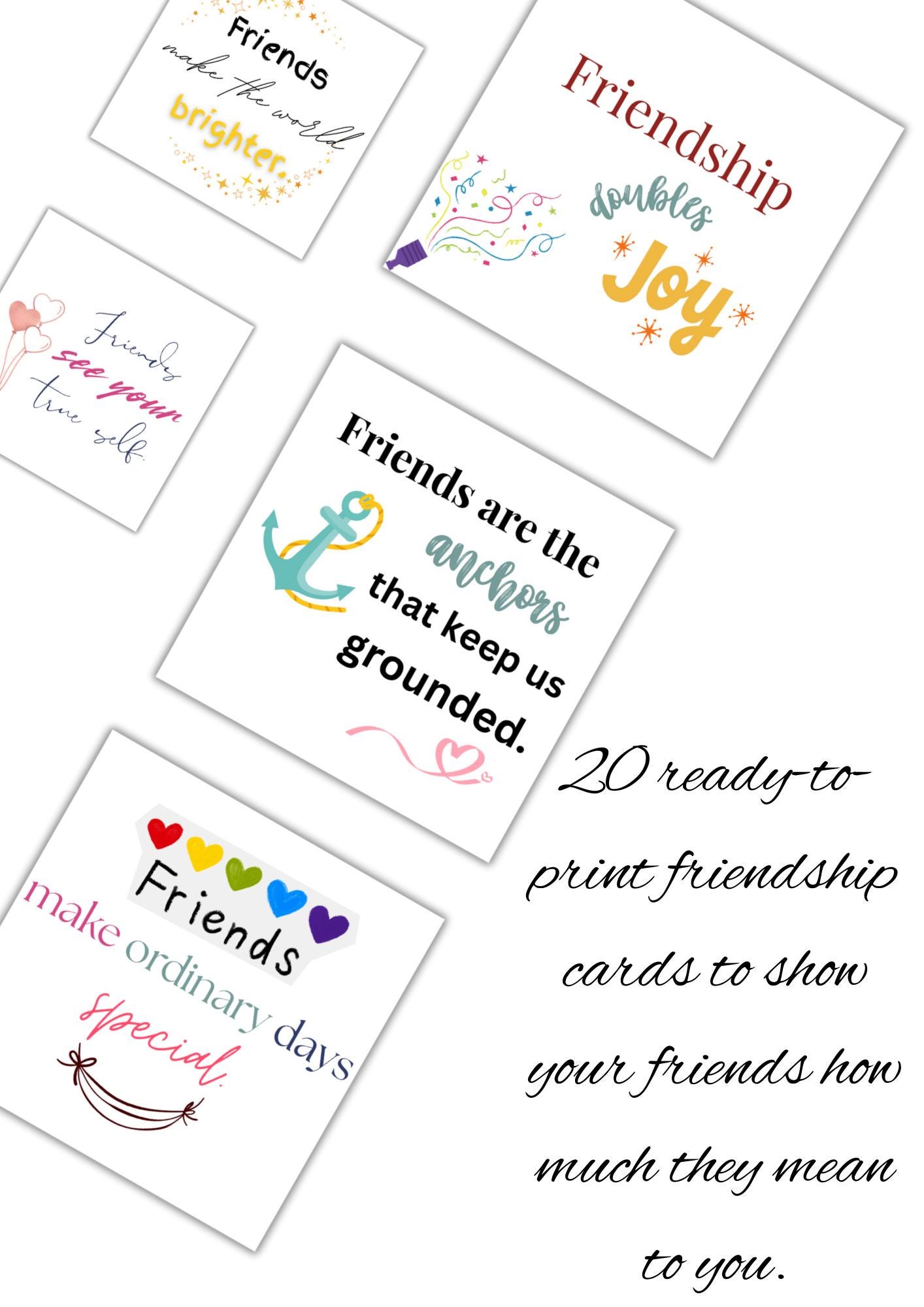 Friendship Card Printables | Cute Best Friend Notes (digital Download ...