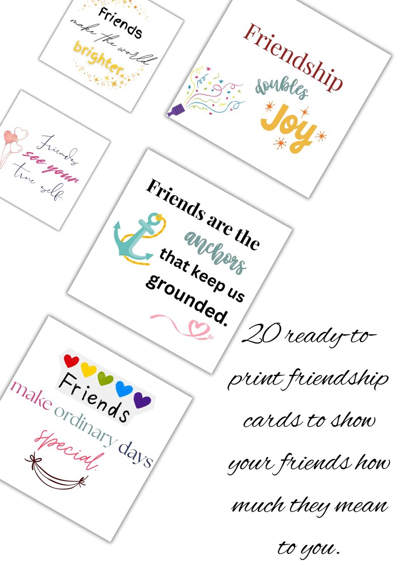 Friendship Card Printables | Cute Best Friend Notes (digital Download ...