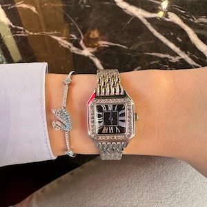 Women's luxury watch, square model women's watch, Special gift for