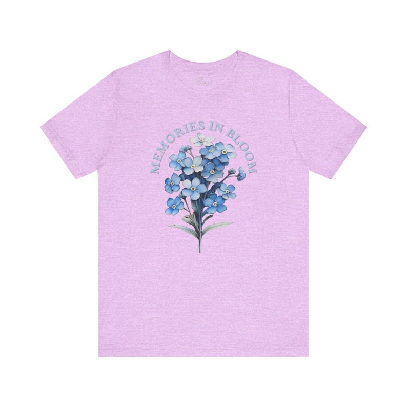 Forget Me Not T-Shirt -- "Memories In Bloom" -- Blue Floral Premium Cotton Women's Sentimental Gift image 2
