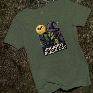 Halloween Pixel Shirt -- Uncanny Black Cat Gaming Tee -- Retro Cat Halloween T-Shirt