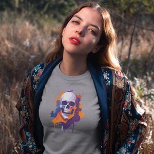 Skull Art Halloween -- Colorful Gothic Tee -- Artistic Skull T-Shirt