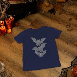 Halloween Bat Shirt – Flying Halloween Bat Formation Tee – Spooky Night Unisex T-Shirt for Fall Parties