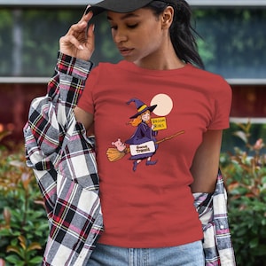 Halloween Witch Shirt -- Broom Rides Tee -- Flying Witch Halloween T-Shirt