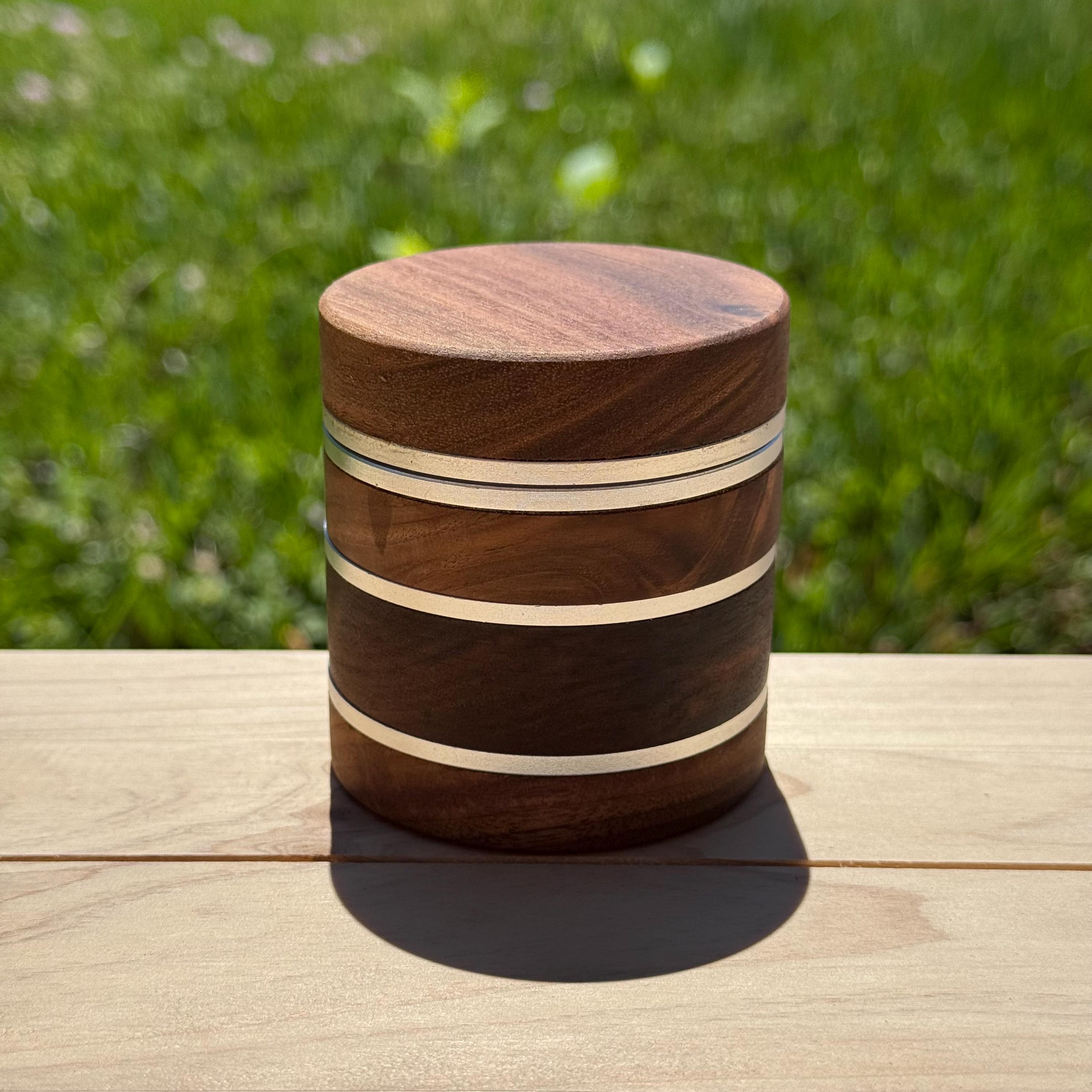 Solid Wood Herb Grinder: 4-piece Spice Crusher, Natural Finish