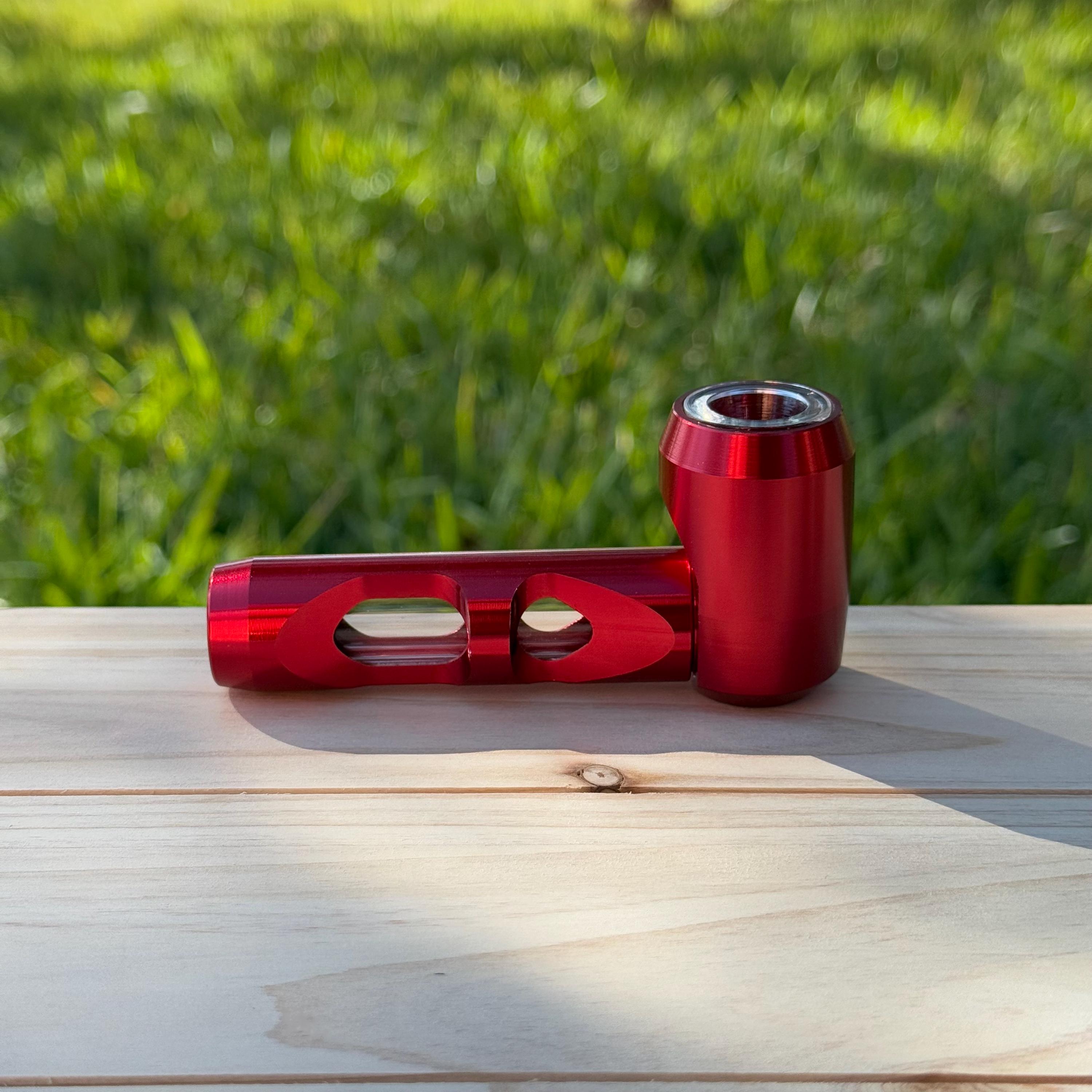 aluminum tobacco pipe Smoke Cartel w/ Lid 4" Metal Removable Glass Smoking
