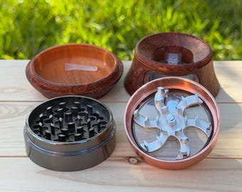 Hand Crank Herb Grinder With Drawer: Magnetic Lid Spice Crusher
