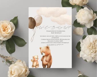 Instant Digital Download Baby Shower Template- We Can ‘Bearly’ Wait