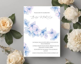 Instant Digital Download Baby Shower Floral Template