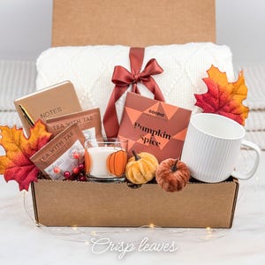 Cozy Care Package for Her, Thinking of You Gift Box, Self Care Gift Basket for Mom - Gift Box with Blanket, Notebook, Candle and Treats