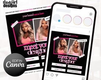 Modelo de folheto "Conheça o designer" faça você mesmo - Folheto para empreendedores - Folheto "Conheça o proprietário" - Folheto pré-fabricado para pequenas empresas - Postagem em mídias sociais