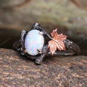 Natürlicher Opal Verlobungsring Vintage Ovalschliff Opal Ring Zweig Opal Verlobungsring Zweig Rebe Zweig Braut Set Einzigartige Opal Jubiläumsring