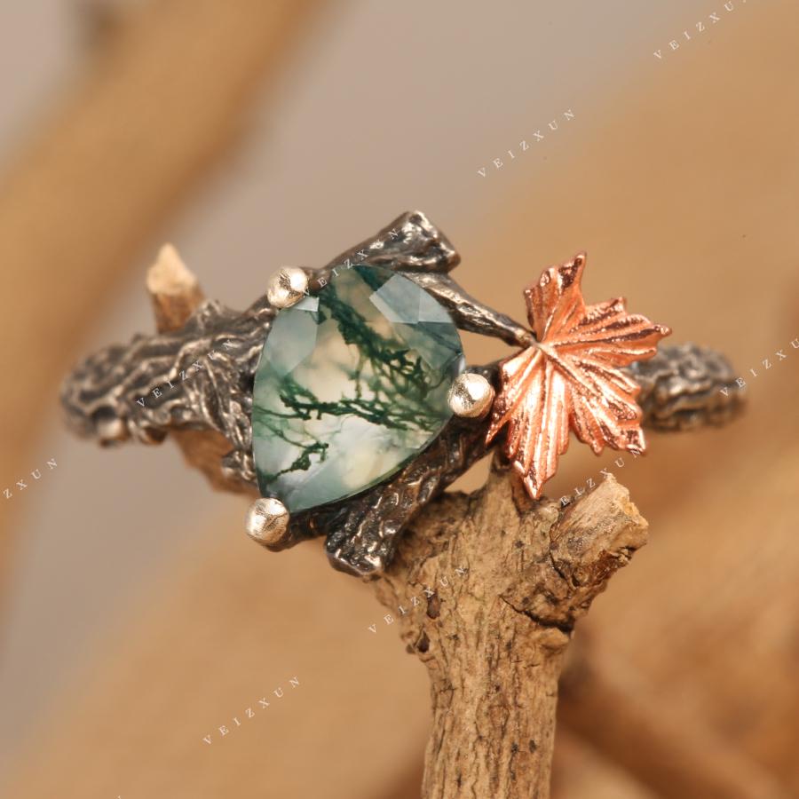 Vintage Sterling Silver Agate Ring - Etsy