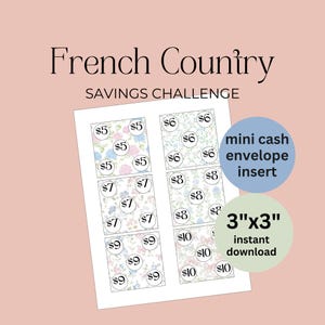 Minijuego digital de desafíos de ahorro de bajo presupuesto / Condado de French / Rastreador de sobres de efectivo / Tamaño 3x3 / Descarga digital