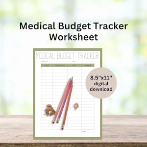 Hoja de trabajo de seguimiento del presupuesto médico en formato PDF / Presupuesto simple / Finanzas del hogar
