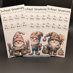 School Gnomies Savings Challenge: Cash Stuffing Trackers