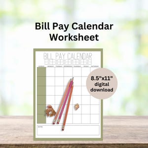 Hoja de trabajo del calendario de pago de facturas en formato PDF / Presupuestos sencillos / Finanzas del hogar