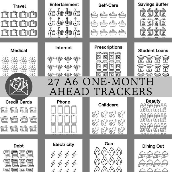 A6 Budget Trackers: One Month Ahead Savings (Digital Download)