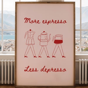 Lessdepresso Coffee Lovers Club Koffiebar wordt afgedrukt Barista Decoraties Retro Meer Espresso Coffee Bar Cart Art Italiaanse koffie Art Print trendy