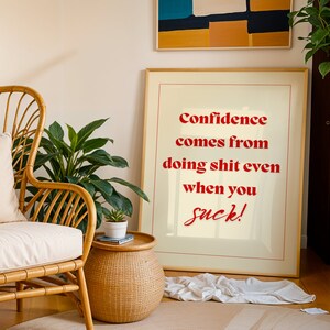 Retro Wand Kunst Typografie Rot Wohnkultur Einfacher Kunst Poster Druck Rot Studentenzimmer Zimmer Dekor Lustiges Zitat Print Art Minimalistische Stil Selbstliebe Zitat Bild 6