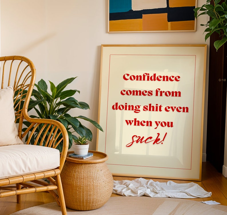 Retro Wand Kunst Typografie Rot Wohnkultur Einfacher Kunst Poster Druck Rot Studentenzimmer Zimmer Dekor Lustiges Zitat Print Art Minimalistische Stil Selbstliebe Zitat Bild 6