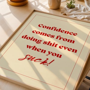 Retro Wand Kunst Typografie Rot Wohnkultur Einfacher Kunst Poster Druck Rot Studentenzimmer Zimmer Dekor Lustiges Zitat Print Art Minimalistische Stil Selbstliebe Zitat Bild 2