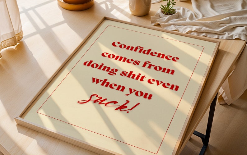 Retro Wand Kunst Typografie Rot Wohnkultur Einfacher Kunst Poster Druck Rot Studentenzimmer Zimmer Dekor Lustiges Zitat Print Art Minimalistische Stil Selbstliebe Zitat Bild 2