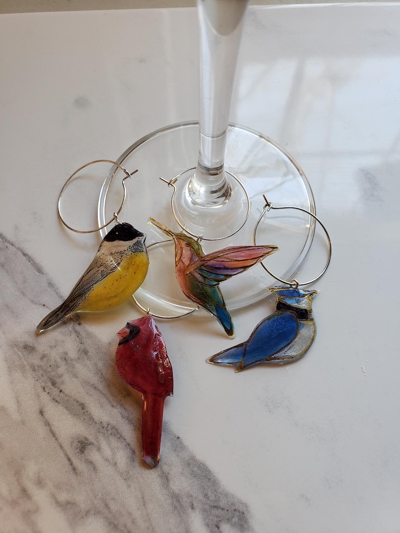 Bird wine charms