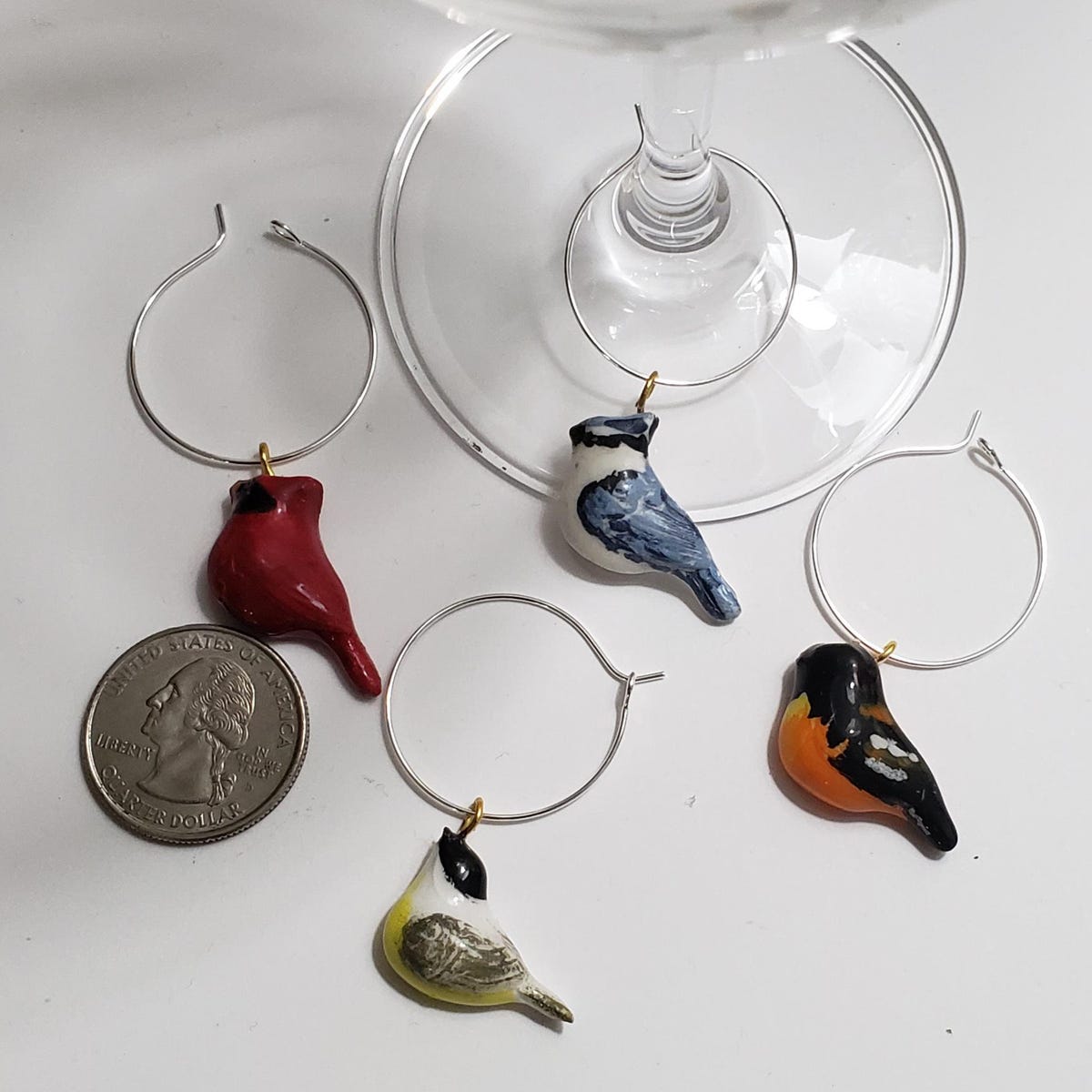 Ceramic Bird Wine Charms #2 - Etsy