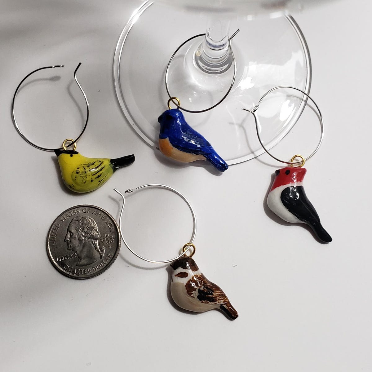 Ceramic Bird Wine Charms #1 - Etsy