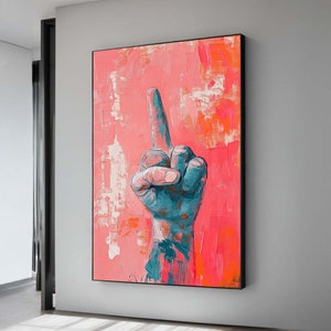Bold Middle Finger Canvas Art: Edgy Pop Statement Piece